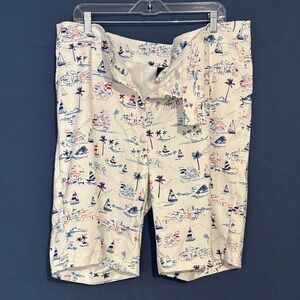 Women’s Cream Nautical-Print Bermuda Shorts